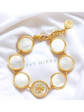 TORY BURCH MOTHER OF PEARL STATION BRACELET